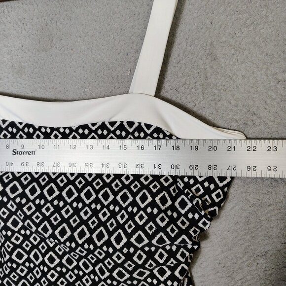 Miraclesuit Swimsuit Women 24W Black White Trim Diamond Print One-Piece Beach - Picture 5 of 11